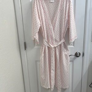 Elegant CRABTREE & EVELYN Women's Pink Roses Cotton/Bamboo Luxury Robe- Size S